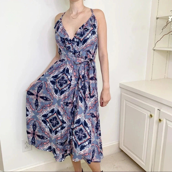 Roxy Rooftop Sunrise Strappy Midi Wrap Dress Blue Size XS NWT - Picture 14 of 15